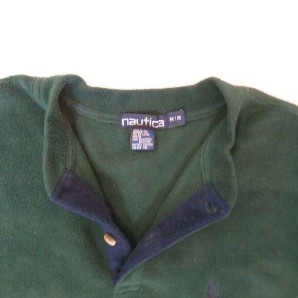 Nautica Sweater Adult Medium Green Pullover Button-Up NauTech Fleece Men's - Picture 3 of 10